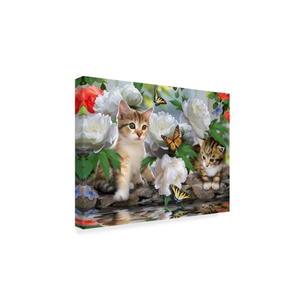 Howard Robinson 'Kittens And Flowers' Canvas Art,35x47